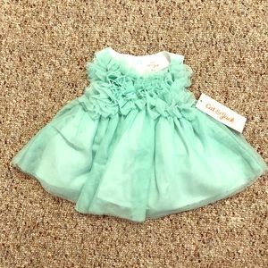 Newborn mint party dress with diaper cover